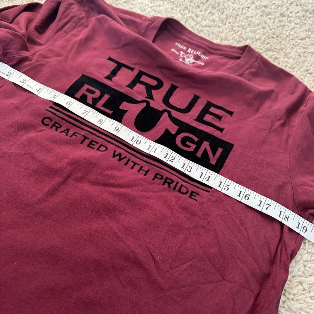 True Religion Shirt Men’s Medium Maroon Tee Long Sleeve